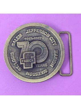 1987 Salem Jefferson City 70 Years Sister City Fabick Belt Buckle Made USA